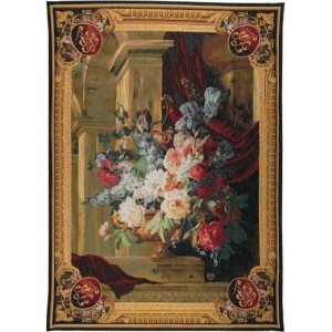 Gobelín Tapisserie  Bouquet et architecture vertical